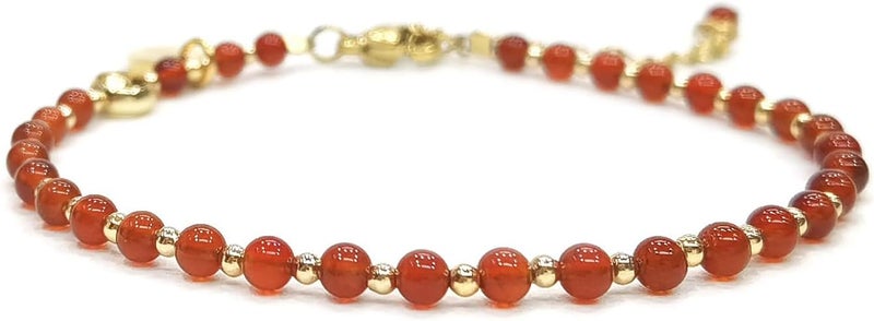 Morchic 3mm Tiny Beads Natural Gemstone Bracelet for Women, Adjustable 7.1" Energy Gem Charm Jewelry, Dainty Handmade Birthday Gift - Image 1